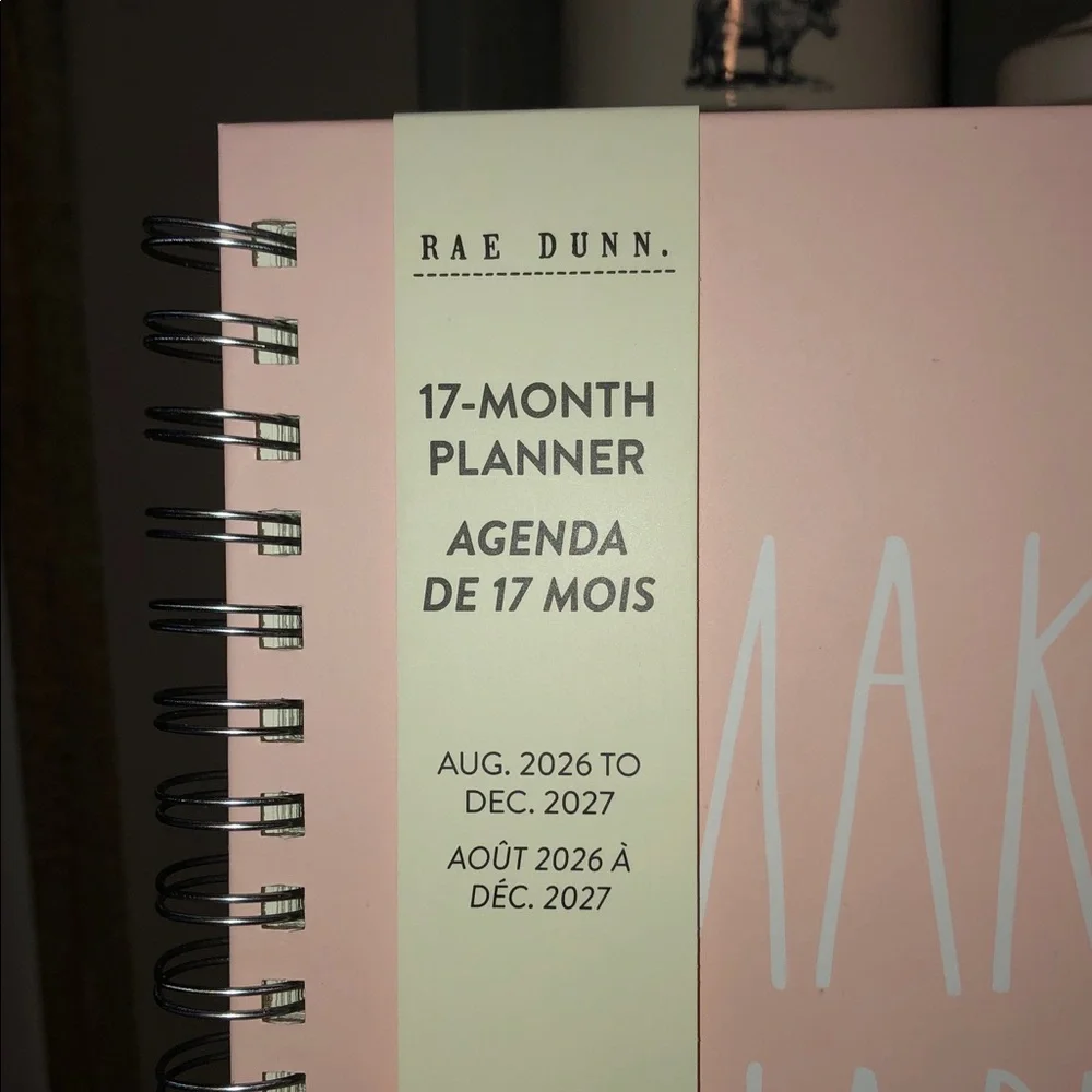 Rae Dunn MAKE IT HAPPEN Spiral 17 Month Planner August 2026-December 2027 (Pink)
